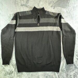 Red Ape men's sweater XLARGE pullover with synthetic leather shoulders and 1/4 z